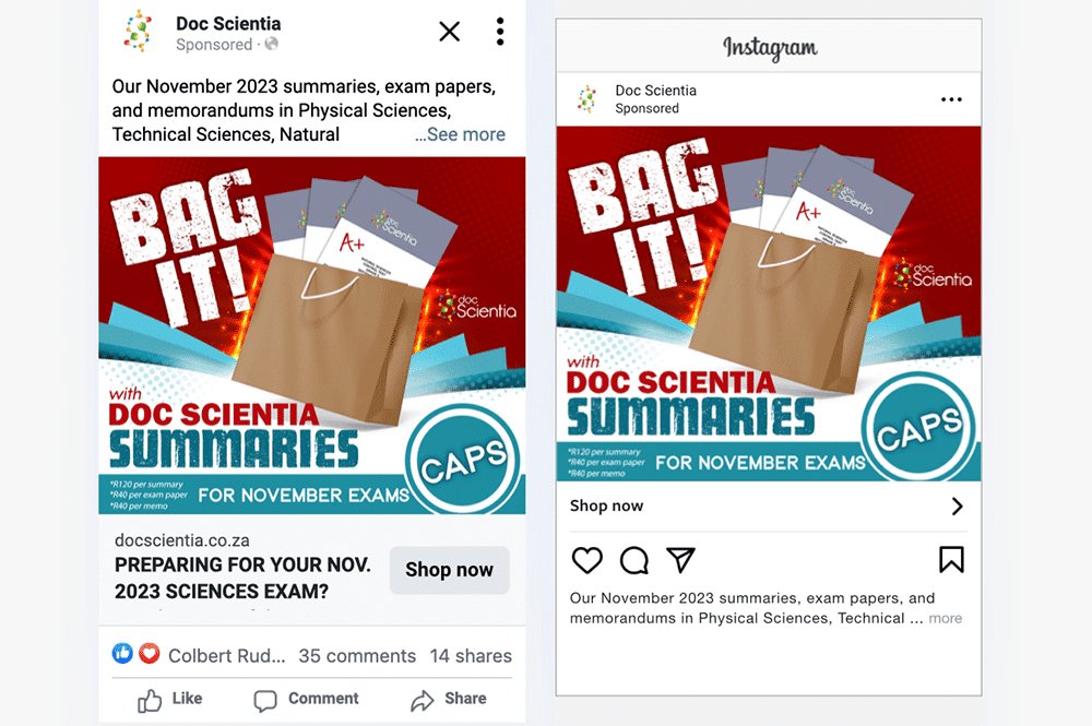Example of a Facebook advertising campaign created by Watts Digital