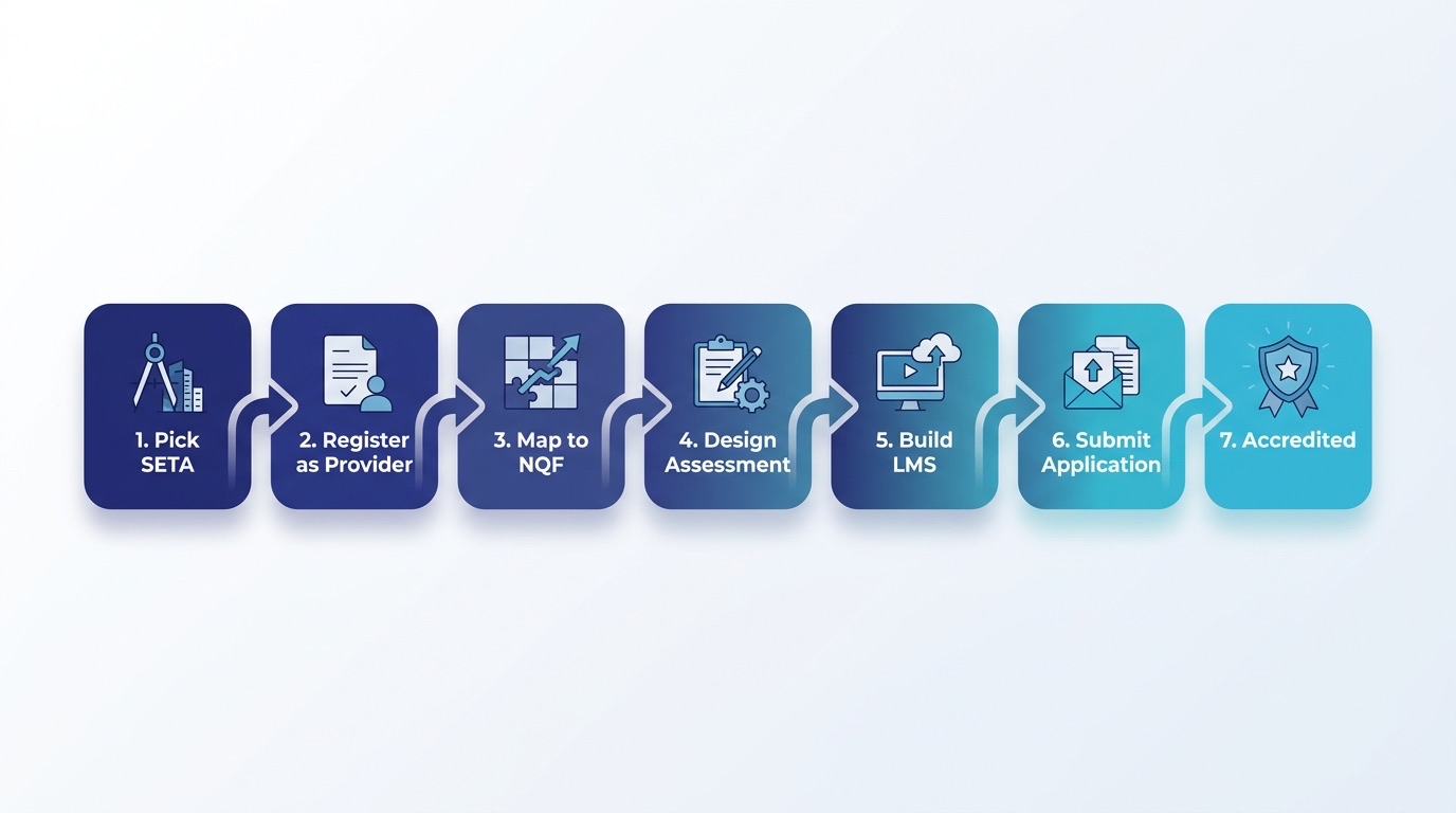 Seven-step process for how to create a SETA accredited online course in South Africa