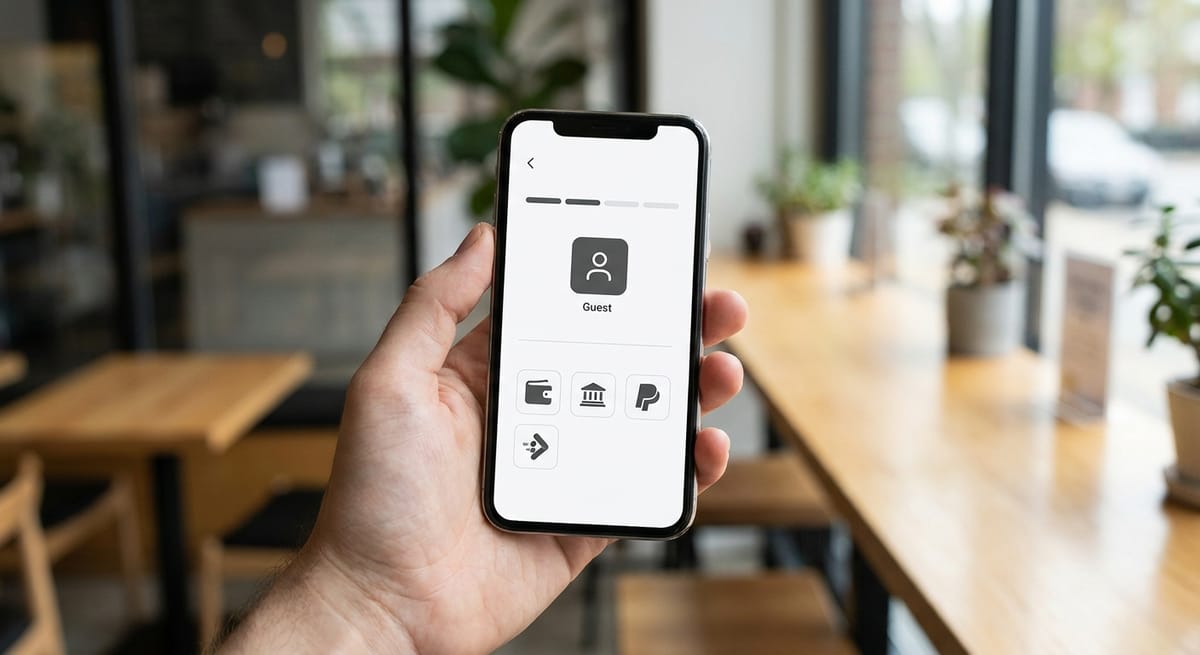 A streamlined mobile ecommerce checkout with guest option and local payment methods