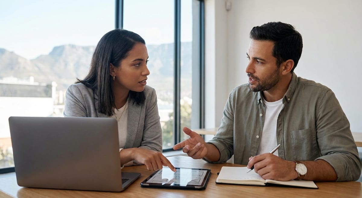 Cape Town web designer discussing conversion strategy with an SMB owner