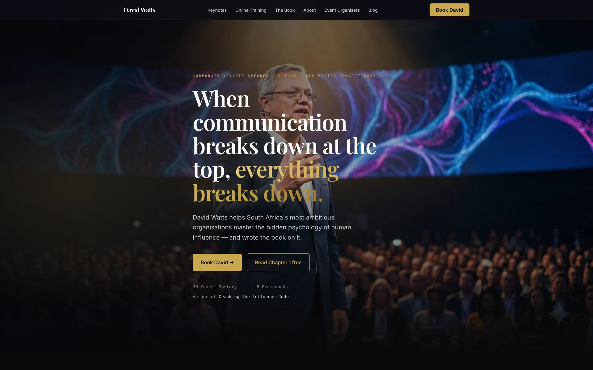 Cracking The Influence Code website homepage, built by Watts Digital