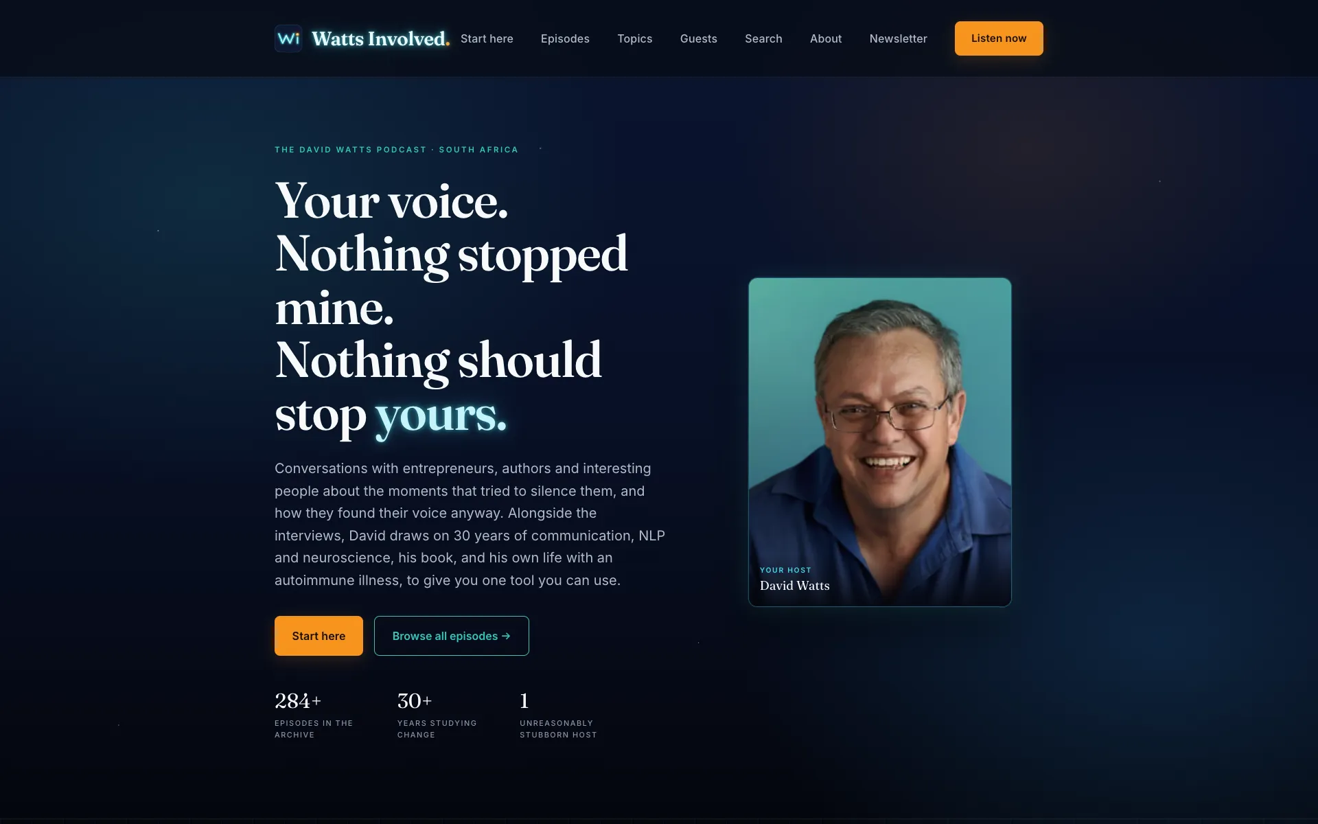 Watts Involved podcast website homepage, built by Watts Digital